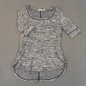 Athleta Women's Sz XS 1/2 Sleeve Top Tail Heather Gray Black Athletic Run Modal